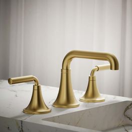 Mezcladora Lavamanos Tone Latón Cepillado Bimando Caño Bajo Con Desagüe