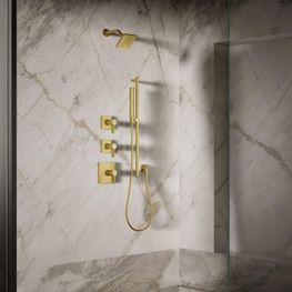 Grifo Ducha Parallel Latón Cepillado Cabeza Cuadrada 127 mm