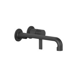 Mezcladora Monomando de Lavamanos Inciso Negro Mate a Pared Caño Largo