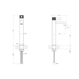 Mezcladora Monomando de Lavamanos Inciso Latón Cepillado PVD Caño Alto