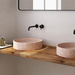 Lavamanos Nápoles Terracota Blanco Rojo Bowl Redondo 425 mm