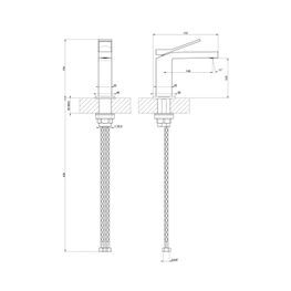 Mezcladora Lavamanos Monomando Rettangolo K Cobre PVD Caño Bajo
