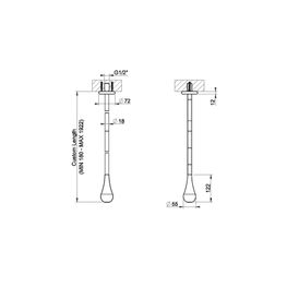 Grifo Lavamanos Goccia Negro Mate a Techo 190 cm