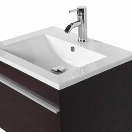 Mueble Baño Mont Blanc Café Oscuro 60x46x42 cm Con Lavamanos Resina y Espejo 55x80 cm
