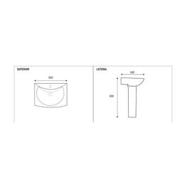 Lavamanos Vesta Blanco Pedestal Rectangular 660x510 mm