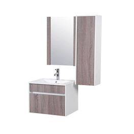 Mueble Baño Vermont Café Claro 61x46x46 cm Con Lavamanos Resina, Espejo y Gabinete