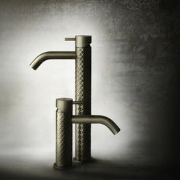 Grifo Intreccio Latón Cepillado Monomando Lavamanos Caño Alto