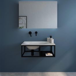 Lavamanos Vigo Concreto Gris Claro con Base Negro 610x390 mm