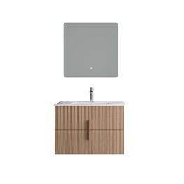 Mueble Baño London Roble 80x46x56.8 cm Con Lavamanos y Espejo
