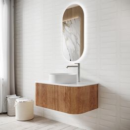 Mueble Baño New York Plus Natural 90x45x36.2 cm Con Top y Espejo