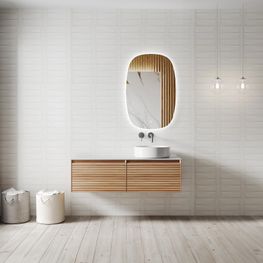 Mueble Baño Soho Roble Claro 120x50x36cm Con Top y Espejo