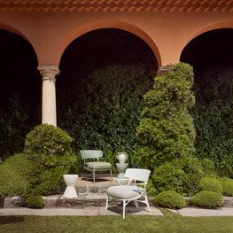 Sillón Lounge A.I. Outdoor Tejido Twill Verde/Crema