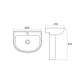 Lavamanos Quebec Blanco Pedestal Ovalado 500x410 mm