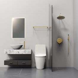 Cabeza Ducha Slim Oro Cepillado Redonda 250mm