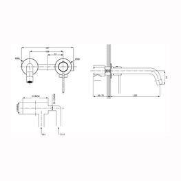 Mezcladora Lavamanos Slim Oro Cepillado Monomando Pared Sin Desagüe