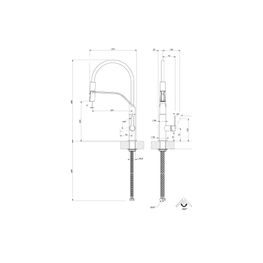 Mezcladora Lavatrasos SemiPro Mesh Inox/Negro Giratorio 2 Chorros
