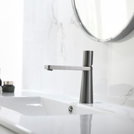 Grifo Lavabo Conic Gun Grey Monomando Caño Bajo Sin Desagüe