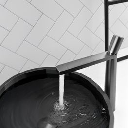 Grifo Lavabo Conic Gun Grey Monomando Caño Alto Sin Desagüe