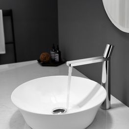 Grifo Lavabo Conic Cromo Monomando Caño Alto Sin Desagüe