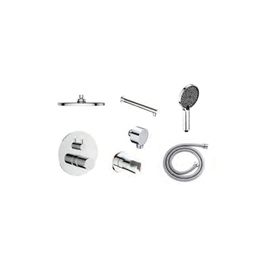 Kit Grifo Ducha Conic Cromo Empotrado con Diverter, Manguera y Soporte