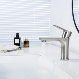 Grifo Lavabo City Inox Satin Monomando Caño Bajo Sin Desagüe