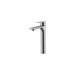 Grifo Lavabo City Inox Satin Monomando Caño Alto Sin Desagüe
