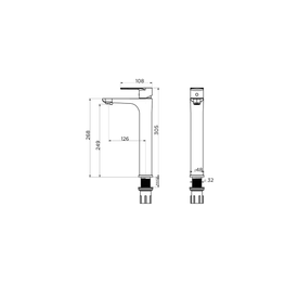 Grifo Lavabo City Inox Satin Monomando Caño Alto Sin Desagüe