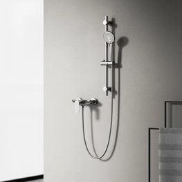 Grifo Ducha City Inox Satin Monomando Expuesto con Barra, Manguera y Teléfono