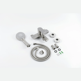 Grifo Ducha City Inox Satin Monomando Expuesto con Barra, Manguera y Teléfono