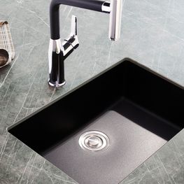 Lavatrastos Florencia 1 Fosa Submontar Cuarzo/PMMA Negro 55x45x19 cm