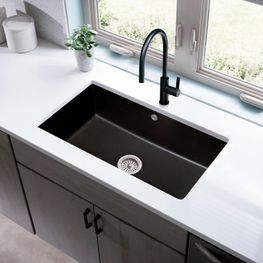 Lavatrastos Verona 1 Fosa Submontar Cuarzo/PMMA Negro 72x46.5x20 cm