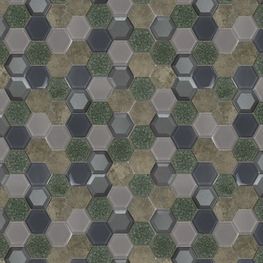 Mosaico Marlon Hexágonos Gris Oscuro 30.6x26.6 cm Caja