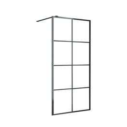 Mampara Grid Negro 90x195 cm Vidrio Templado 8mm