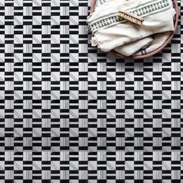 Mosaico Stripes Black & White 30x30 cm Brillante