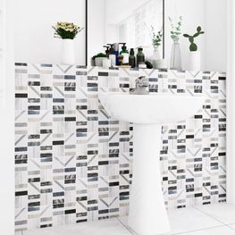 Mosaico Stripes Black & Grey 30x30 cm Brillante