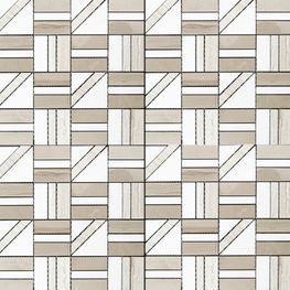 Mosaico Stripes White & White 30x30 cm Brillante
