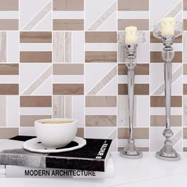 Mosaico Stripes White & White 30x30 cm Brillante