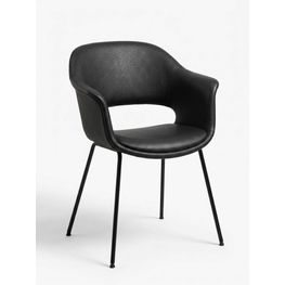Silla Halo Cuero Negro Patas Metálicas 57x56x79 cm