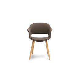 Silla Halo Cuero Verde Oliva Patas de Madera 57x56x79 cm