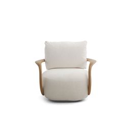Sillón Echo Chenille Perla Patas de Roble 89x89x74 cm