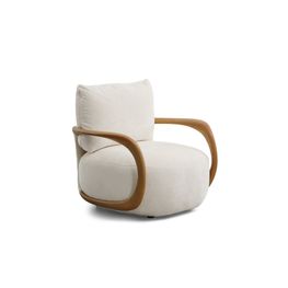 Sillón Echo Chenille Perla Patas de Roble 89x89x74 cm