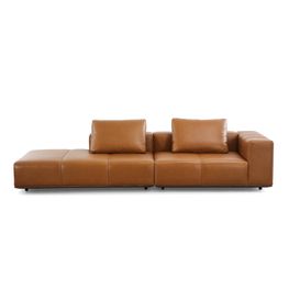 Sofá Modular Hush Cuero Caramelo con Chaise 301x113x82 cm