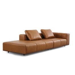 Sofá Modular Hush Cuero Caramelo con Chaise 301x113x82 cm
